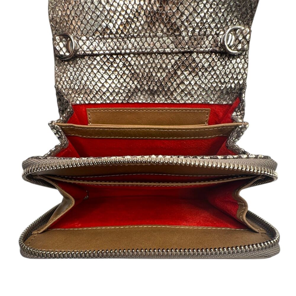 Hammitt Lucas Metallic Snakeskin Wallet Crossbody Clutch Silver - Picture 5 of 16